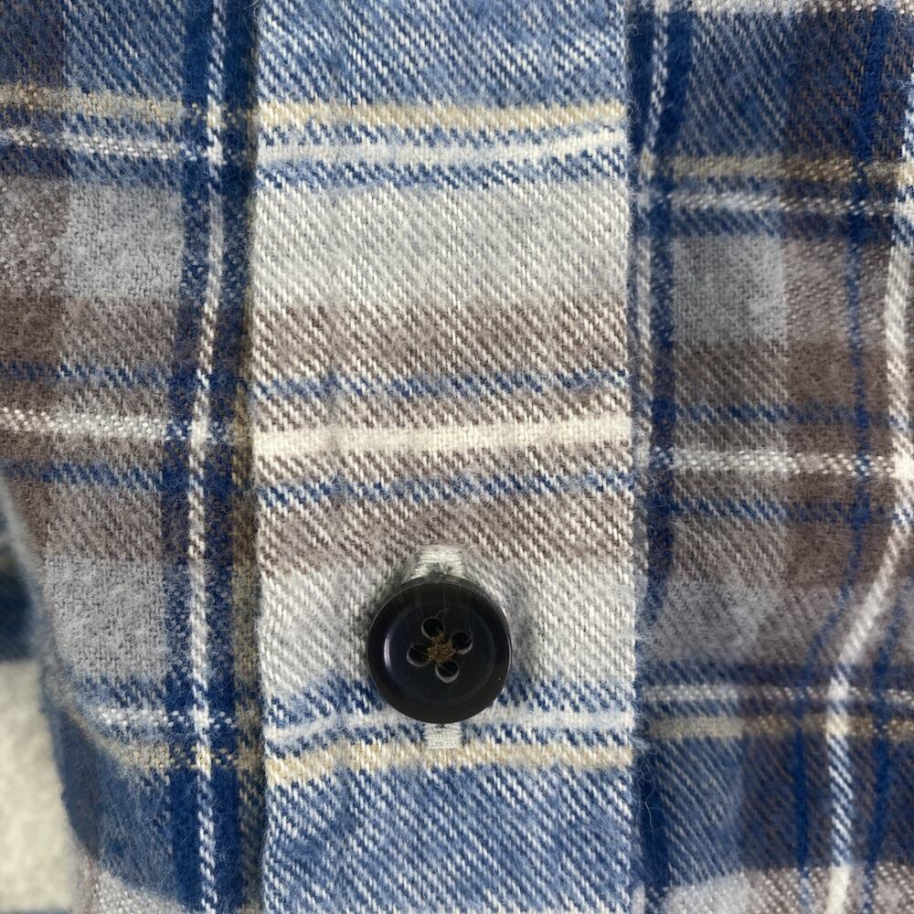 LL Bean Scotch Plaid Flannel Shirt Womens 2X Beige Blue Relaxed Fit 278975 - Picture 3 of 9